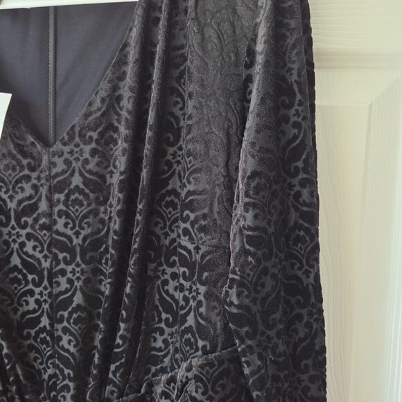 Talbots Velvet Dress X 12-14 NWT Jacquard Sheath Dress Plus Black Dress - Picture 5 of 9